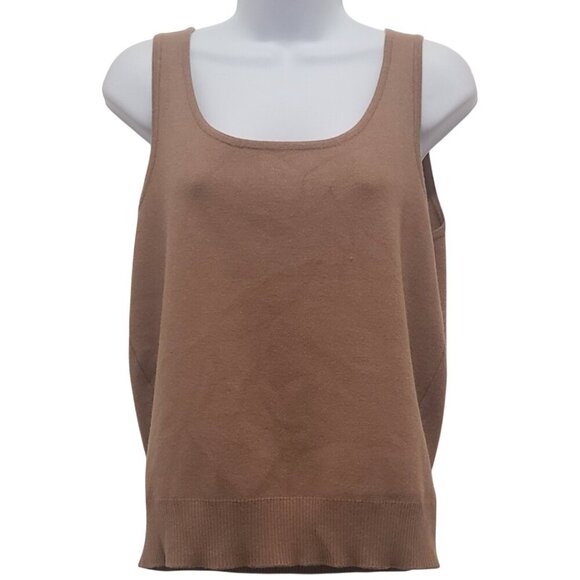 Rachel Zoe Scoop Neck Brown Knit Sweater Vest Sz M Cozy Preppy Fall Staple - Picture 1 of 8